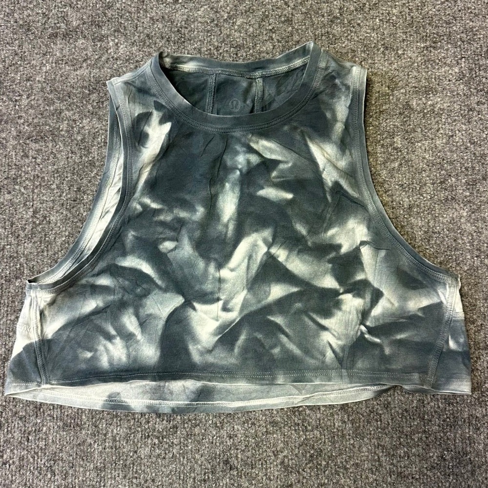 Lululemon Tank Top Womens Size 6 Gray Tie Dye Cropped Muscle Sleeveless Athletic